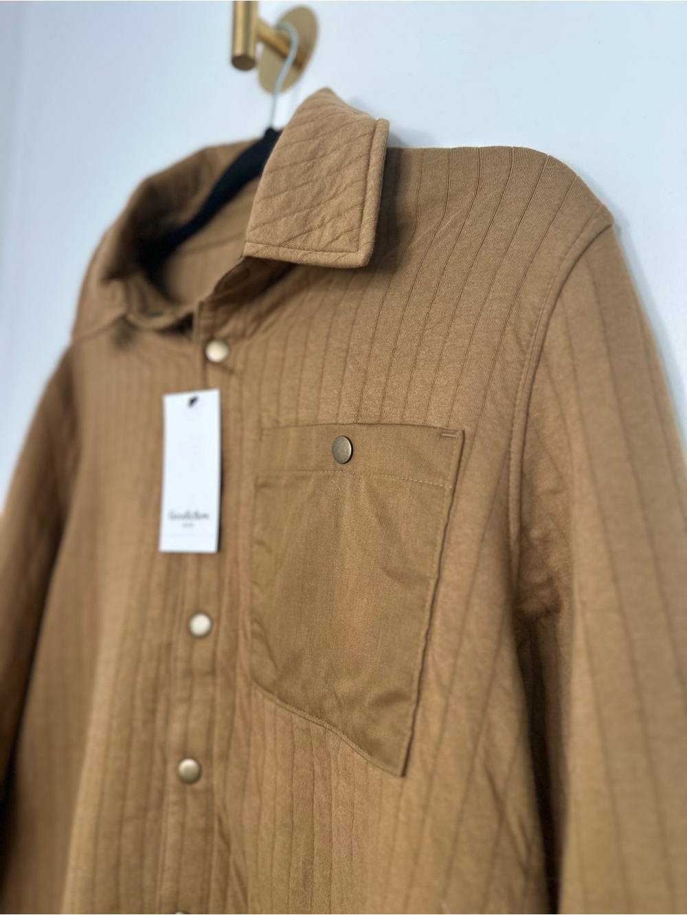 Goodfellow & Co Brown Ribbed Shacket Jacket NWT Snap Front Small - Picture 3 of 7